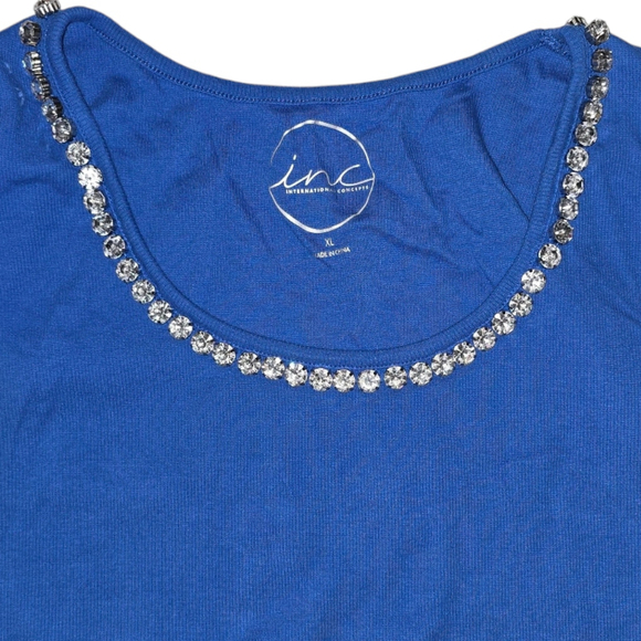 Lot of 2 Women's INC INTL CONCEPTS Tank Tops, Sz XL, Navy Royal Blue Rhinestone - Picture 6 of 7